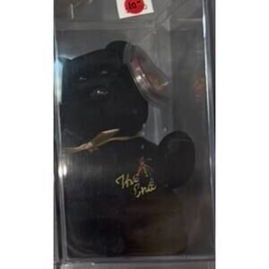 Ty Beanie Baby The End Bear 1999 Black Plush with Gold Ribbon Retired Colectible